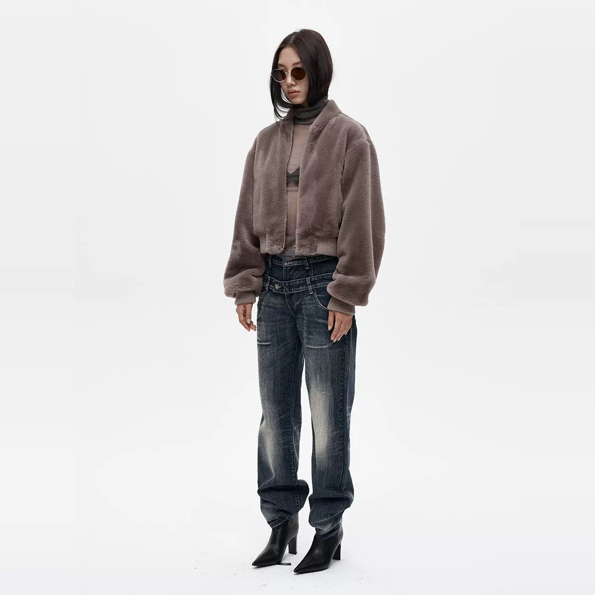 Double Waist Washed Jeans