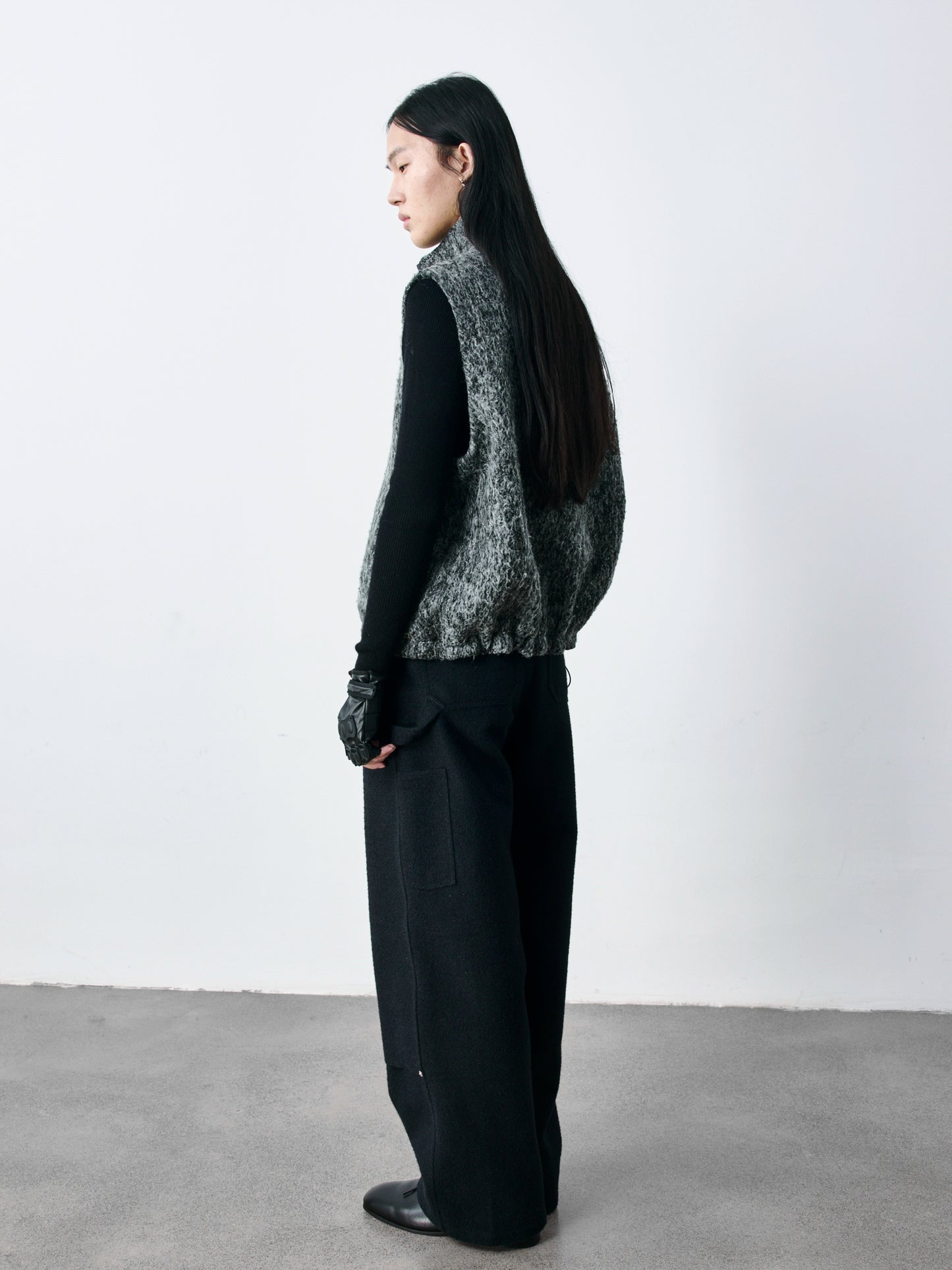 Crinkle Textured Wool Vest