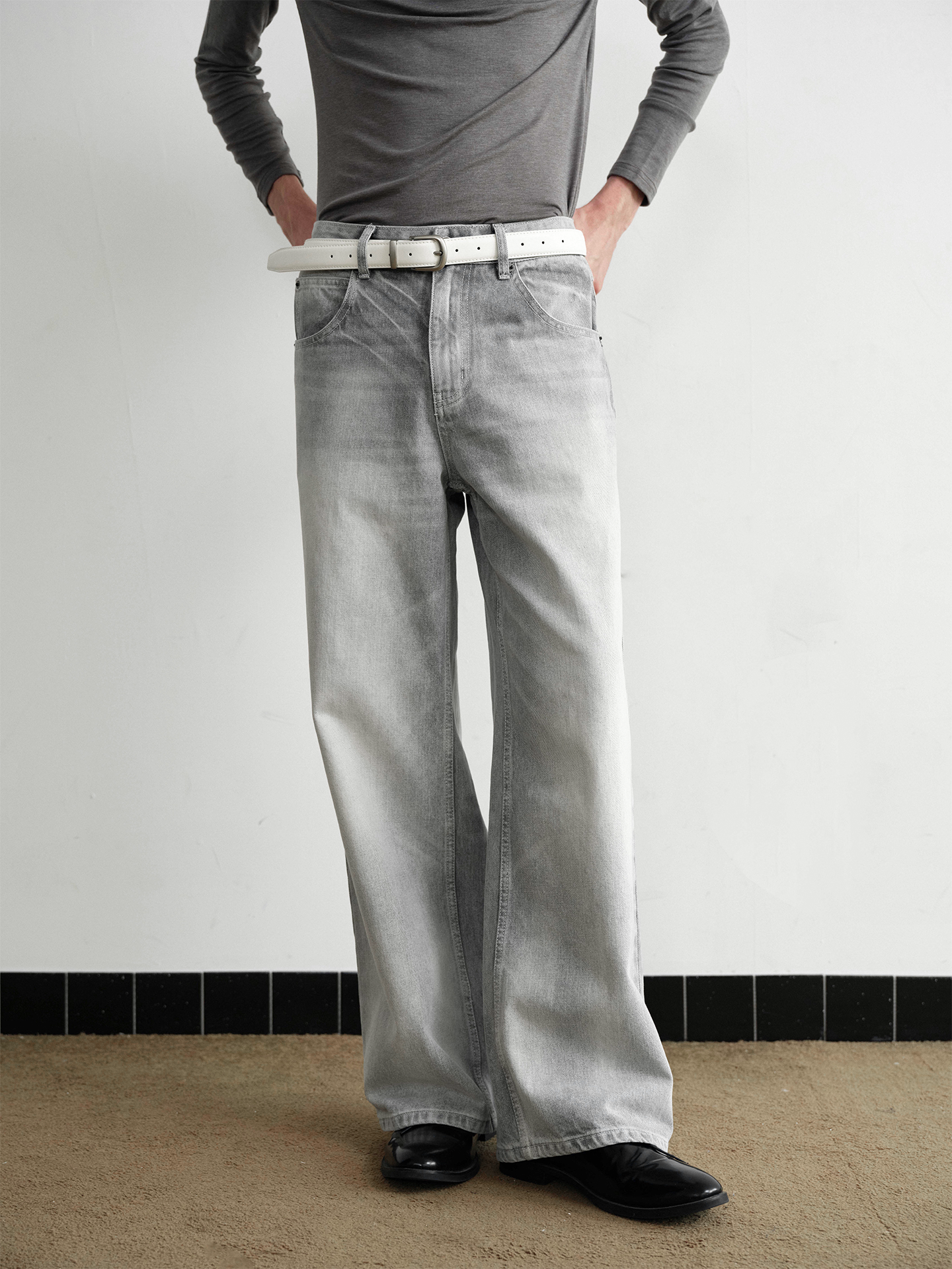 Washed Lime White Straight Jeans