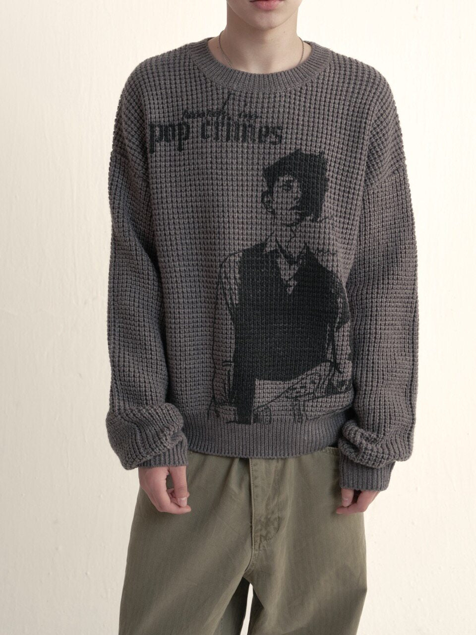 POP CRIMES Wool chunky waffle sweater