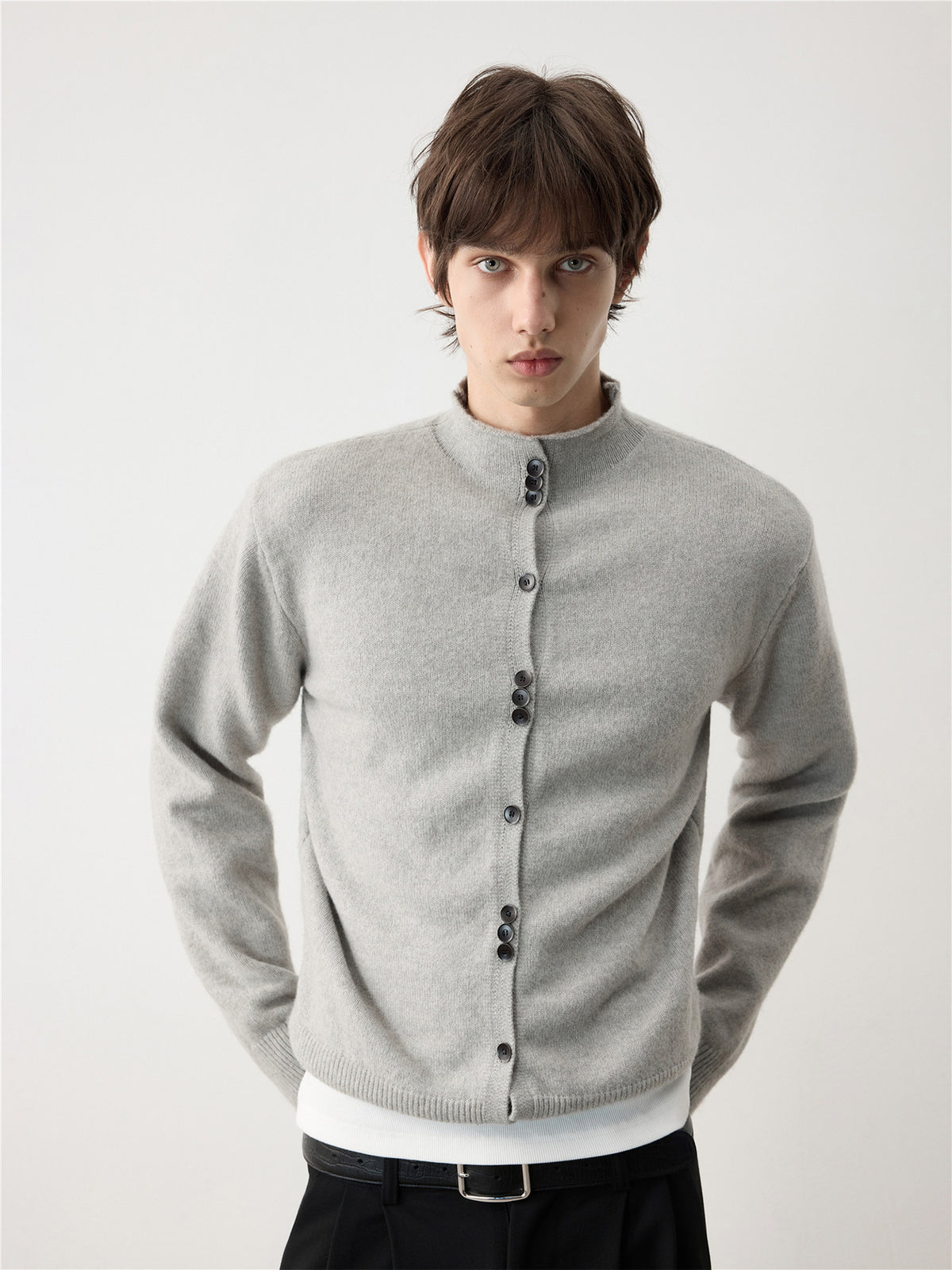 Mid-Turtleneck Thickened Cardigan
