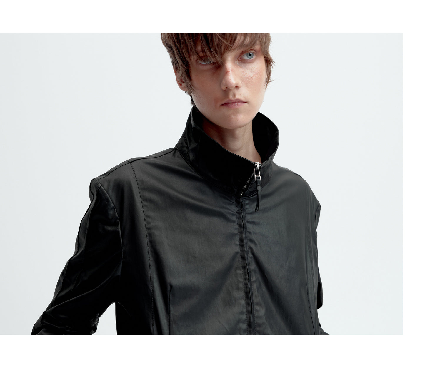 Wax-coated double zipper  jacket