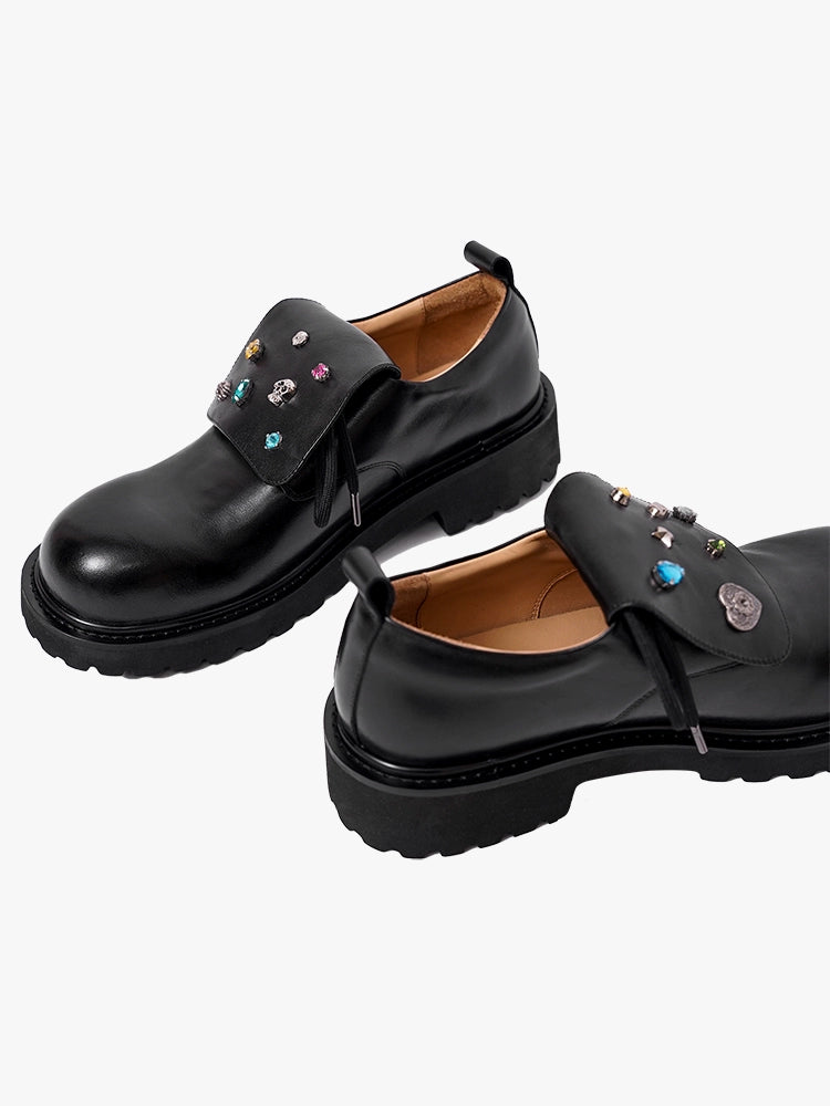 TONGUE FLAP HEIGHTENED COWHIDE DERBY SHOES