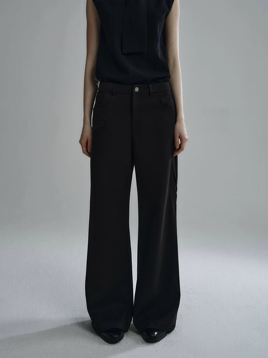 "Snake Trace" stitched dark flared trousers