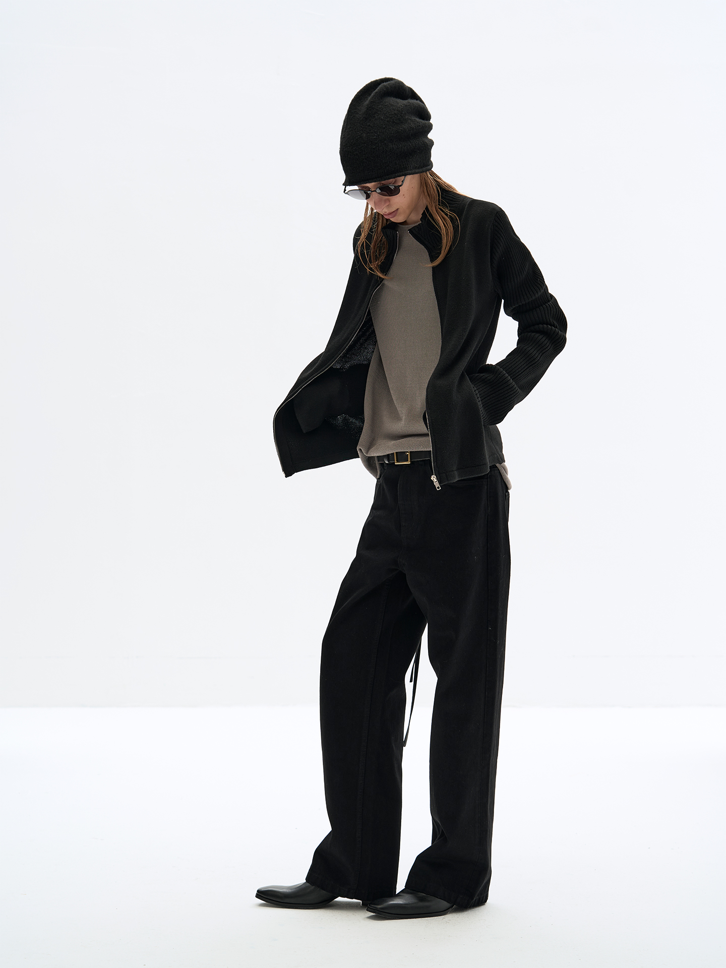 Merino wool Turtleneck Zip Cardigan