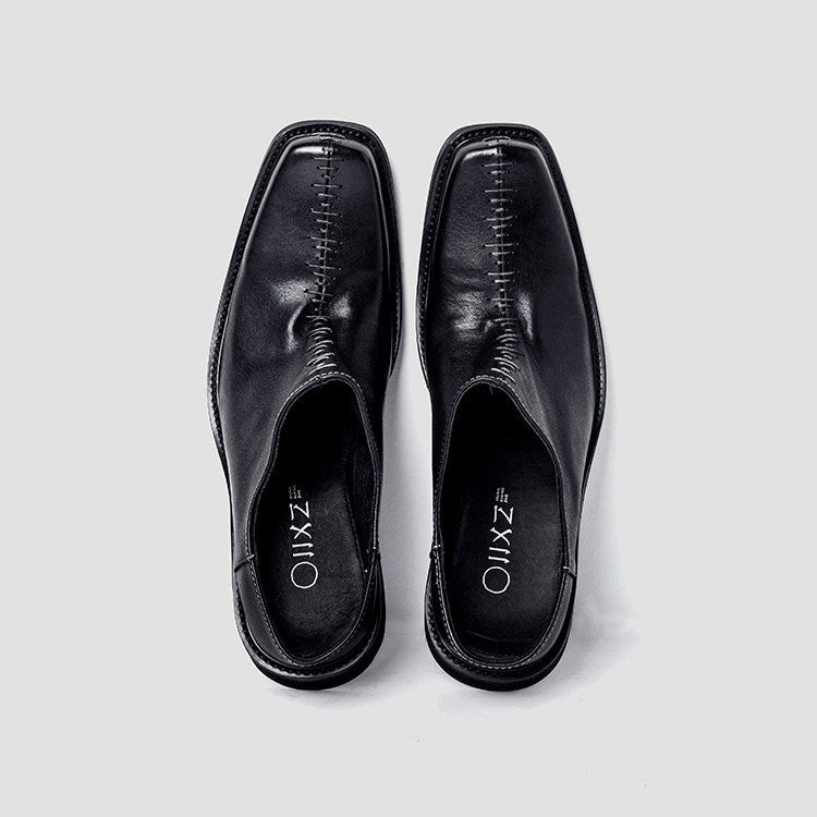 Calfskin Square Toe Derby Shoes