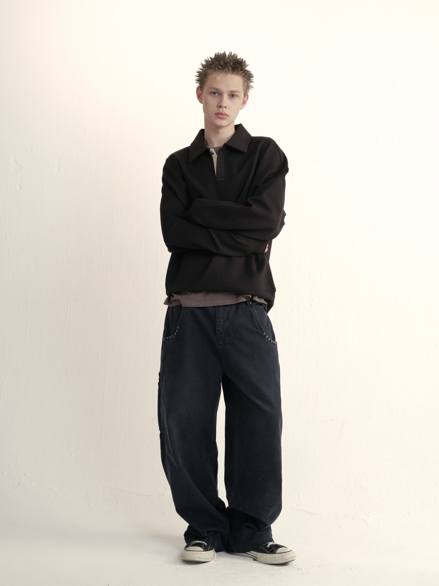 Loose double-layered polo shirt