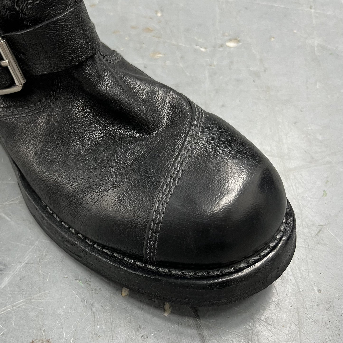 Heavy washed vintage distressed engineer boots