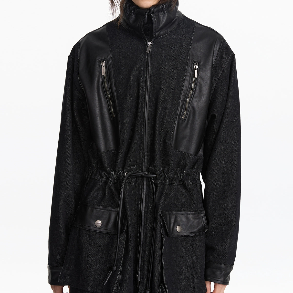 Vintage Cow Spliced leather Trench Coat