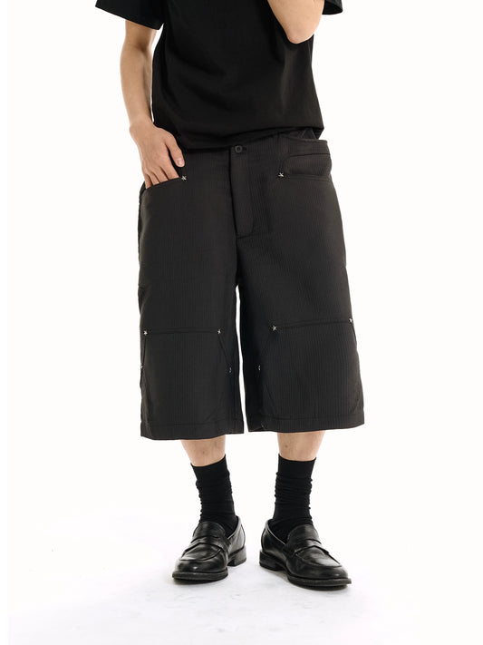 Double waist stripe cropped pants