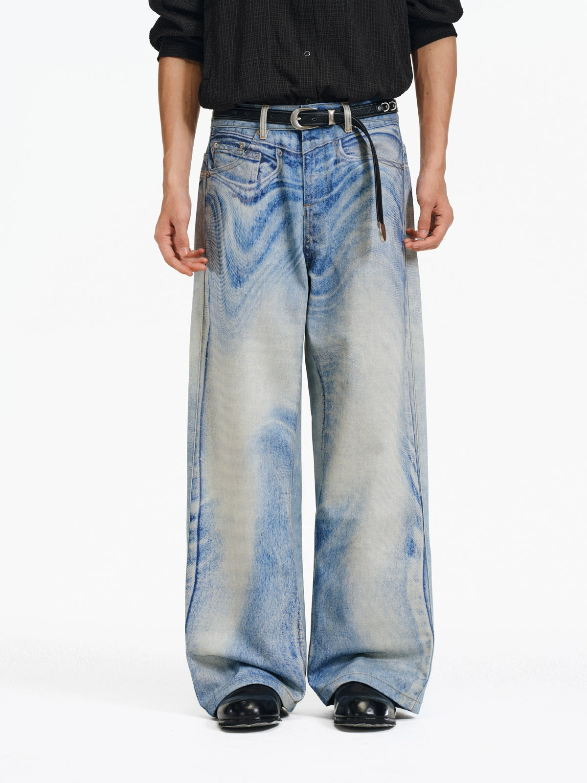 Digital Ink Print Wide Jeans