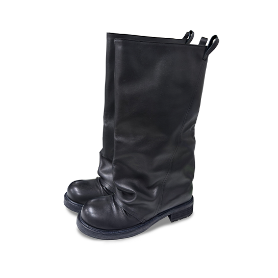 Pleated Cowhide Tube Boots