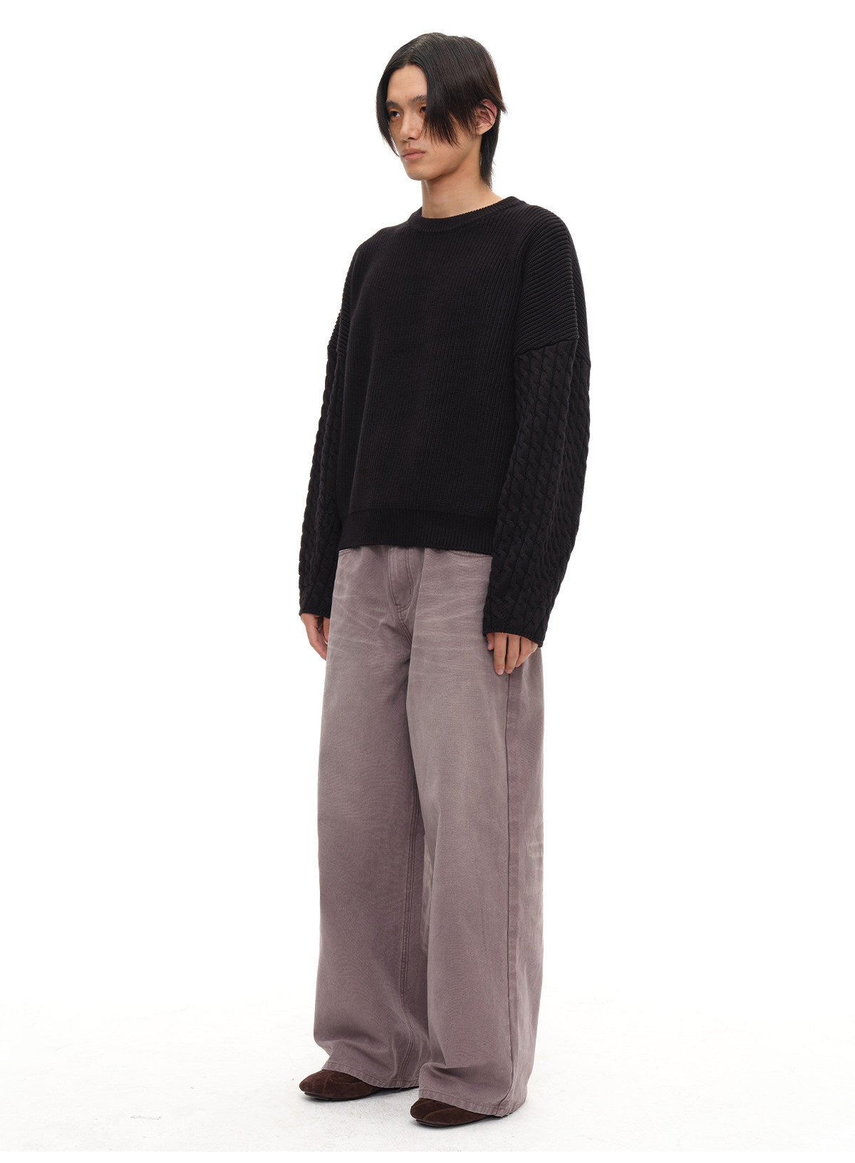 Purple Washed Wide-Leg Jeans