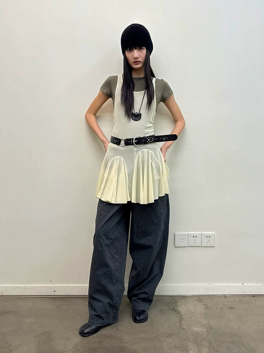 Beaded washed cargo pants