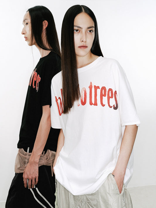 talks to trees' embroidered short sleeve T-shirt