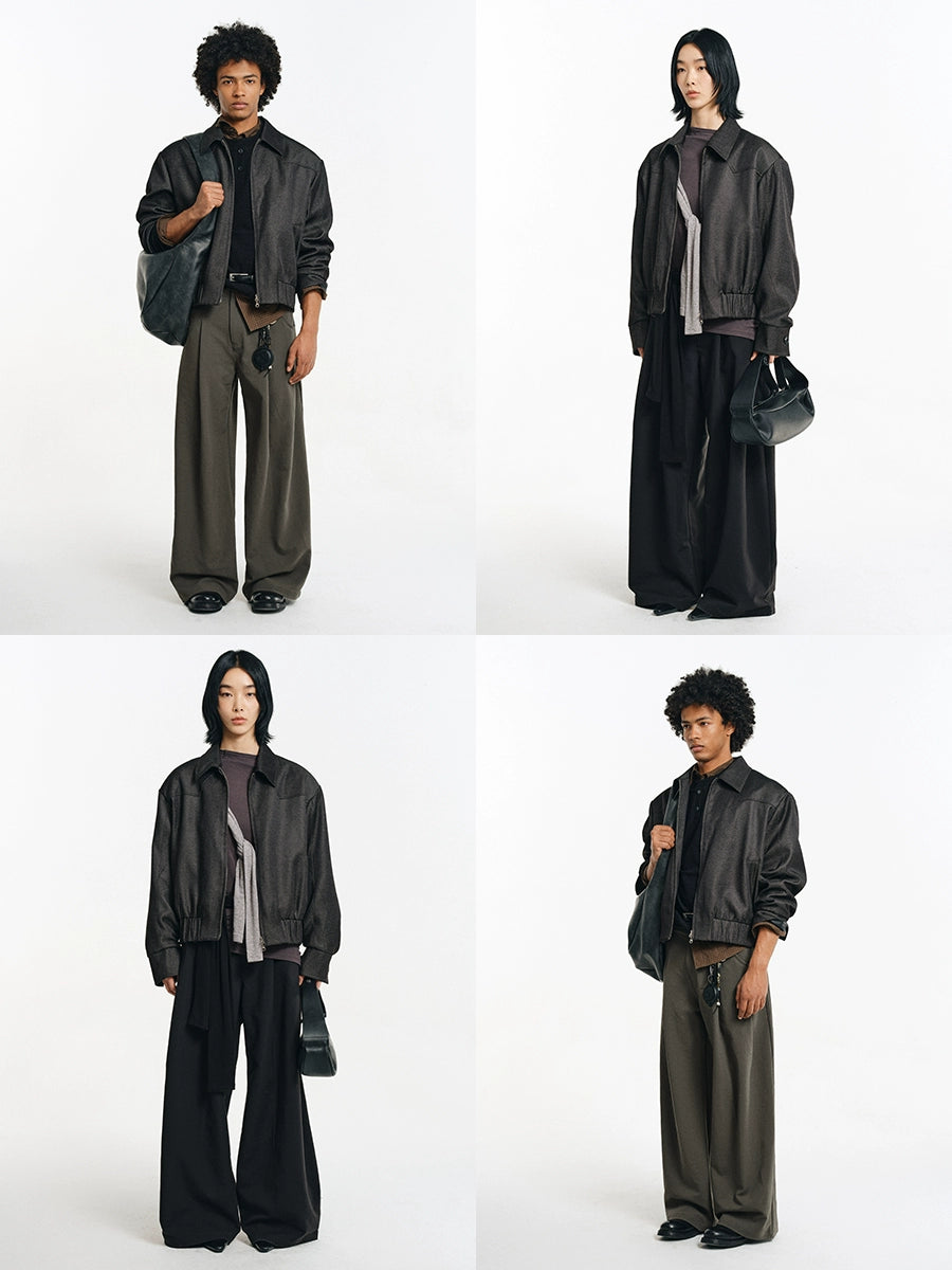 Cropped Shoulder Pad Patchwork Jacket