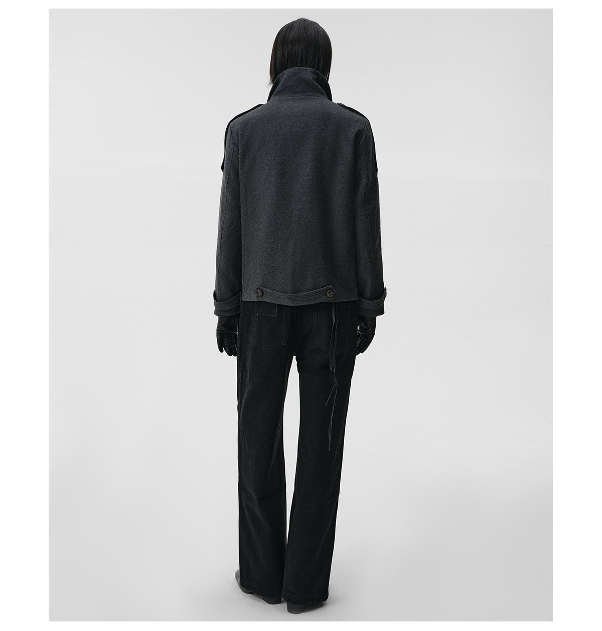 Double-breasted wool short coat