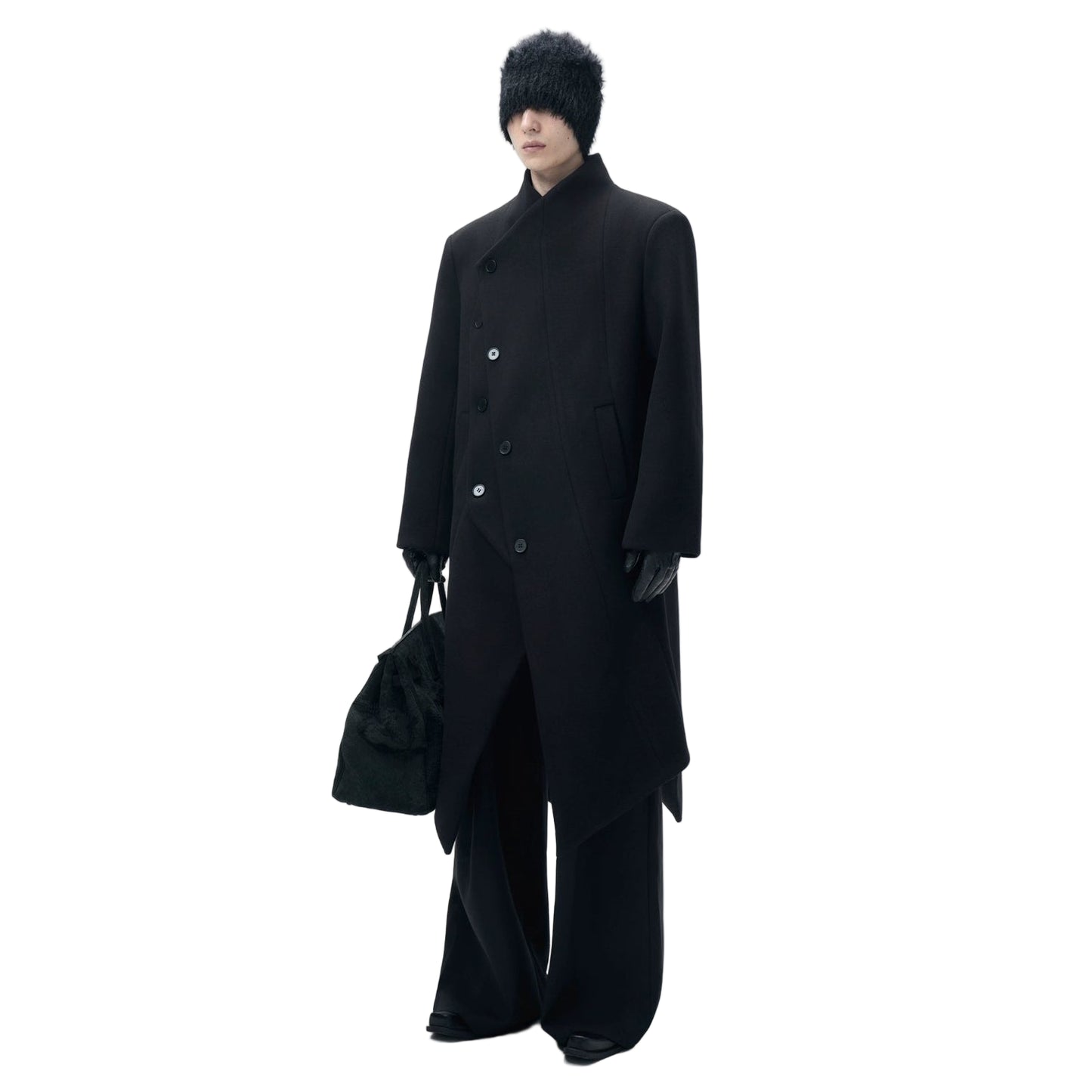 Double-breast Loose Tuxedo Wool Coat