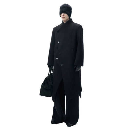 Double-breast Loose Tuxedo Wool Coat