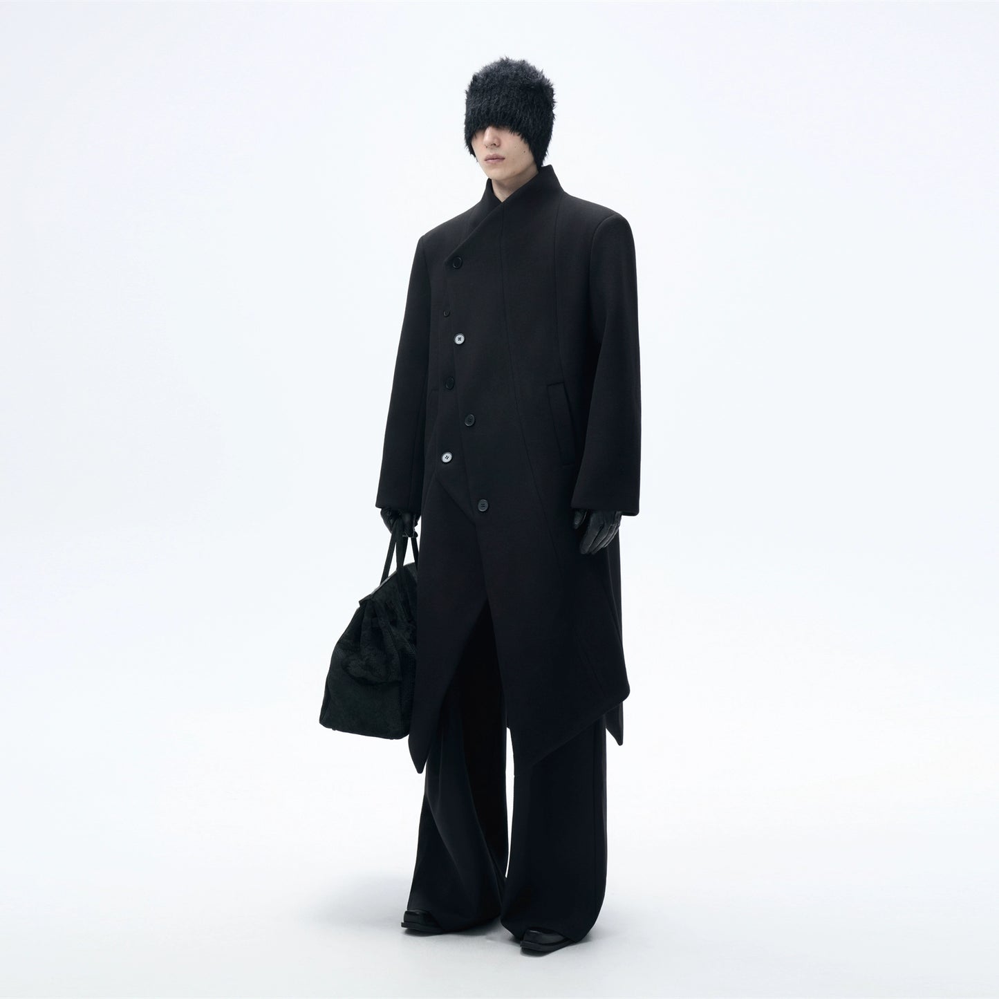 Double-breast Loose Tuxedo Wool Coat