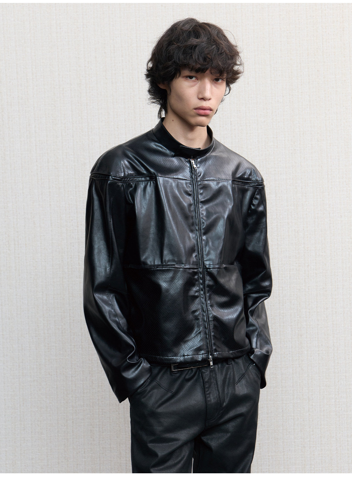 Mesh leather jacket
