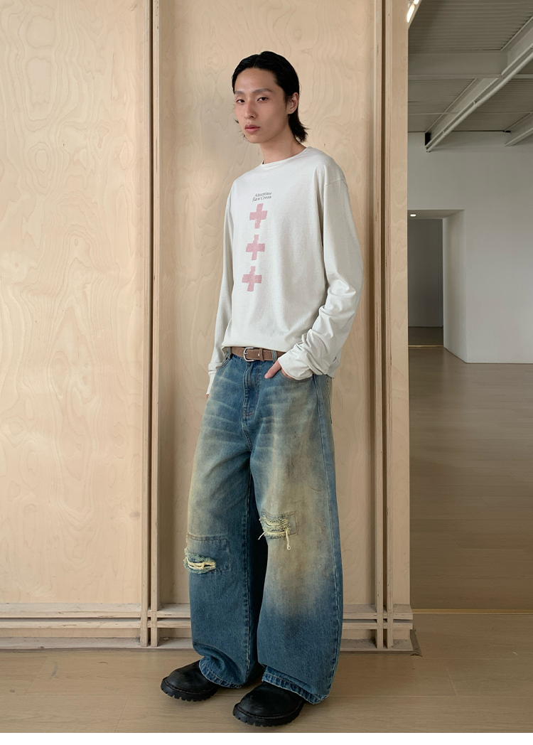 SADSOUP Mud-dyed washed jeans