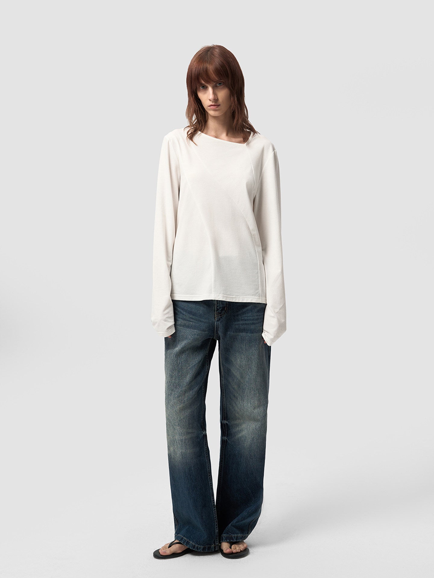 Contour split long-sleeve T-shirt
