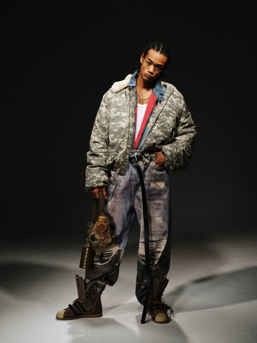 Camouflage Fur Collar Jacket