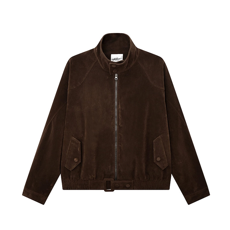 Suede Buckle Harrington jacket