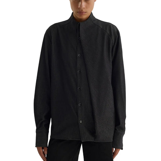 Collarless long-sleeve shirt