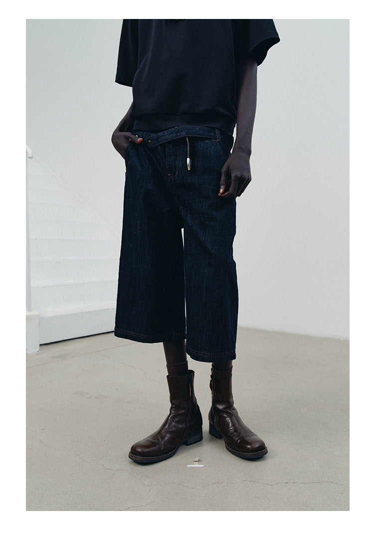 Jewel Belt Cow Straight-leg Jorts