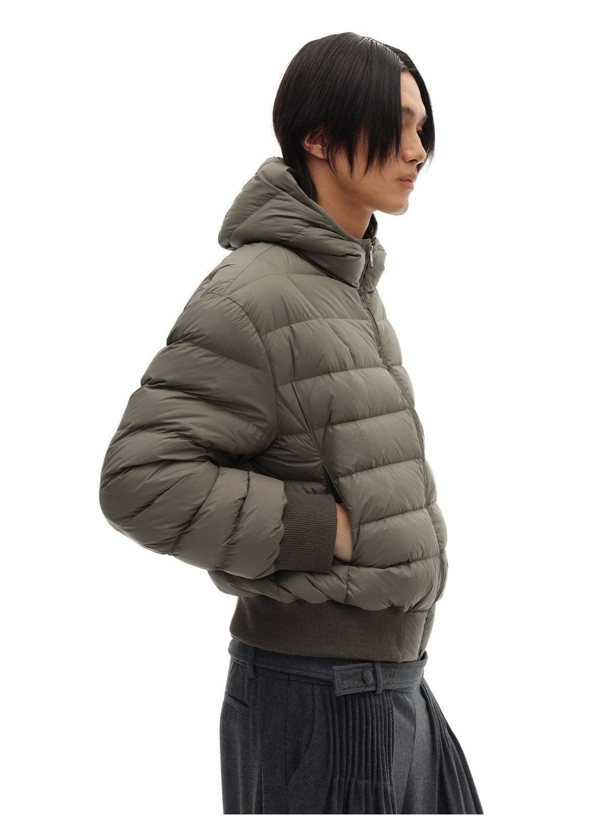 Loose Hooded Pork Rib Down Jacket