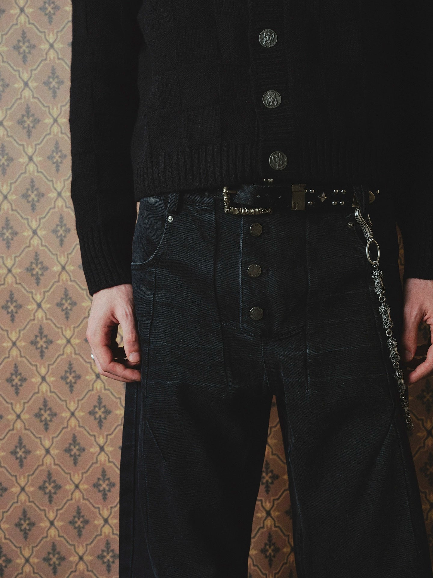 Lightning Placket Baffle Scimitar Washed Jeans