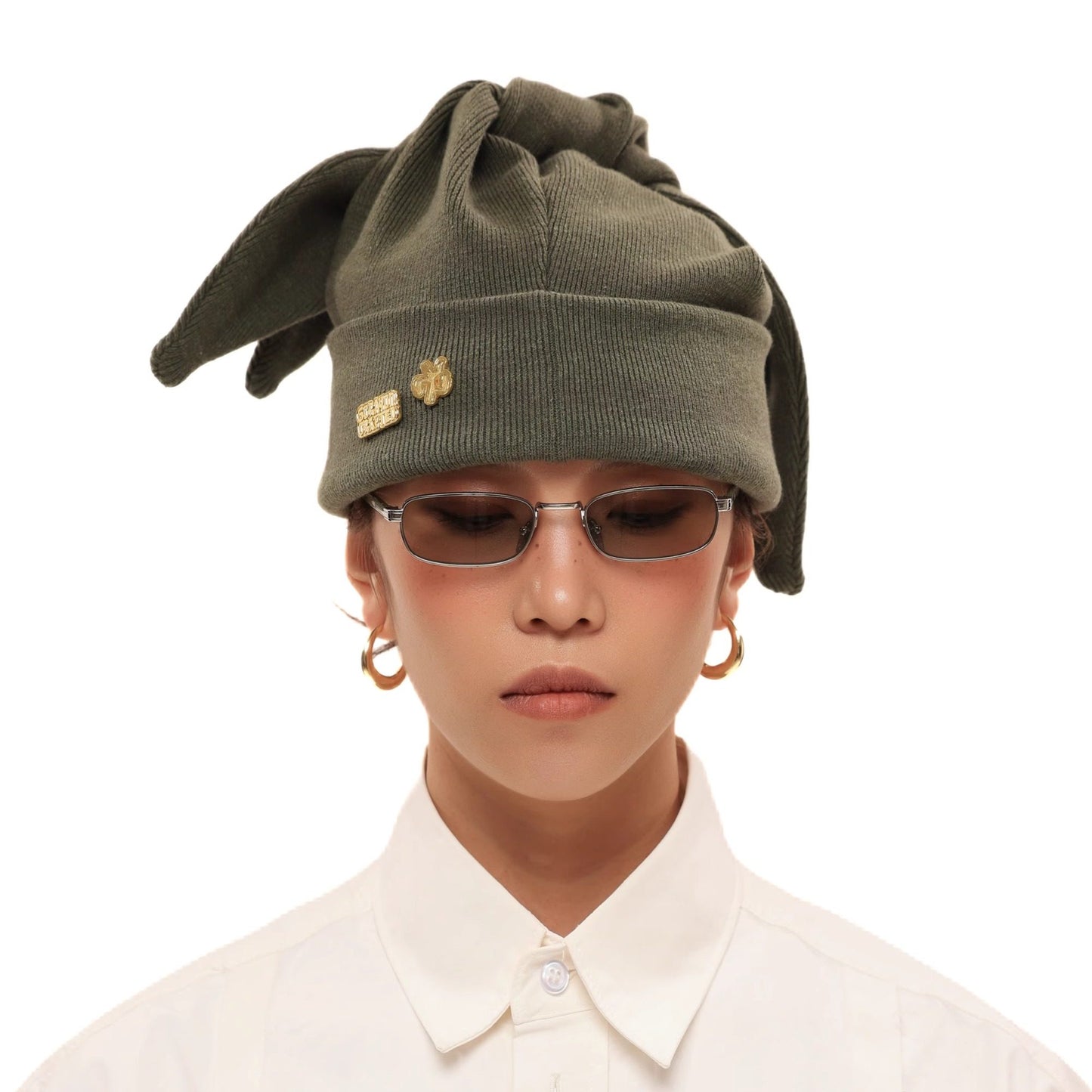 Three-ear knit beanie