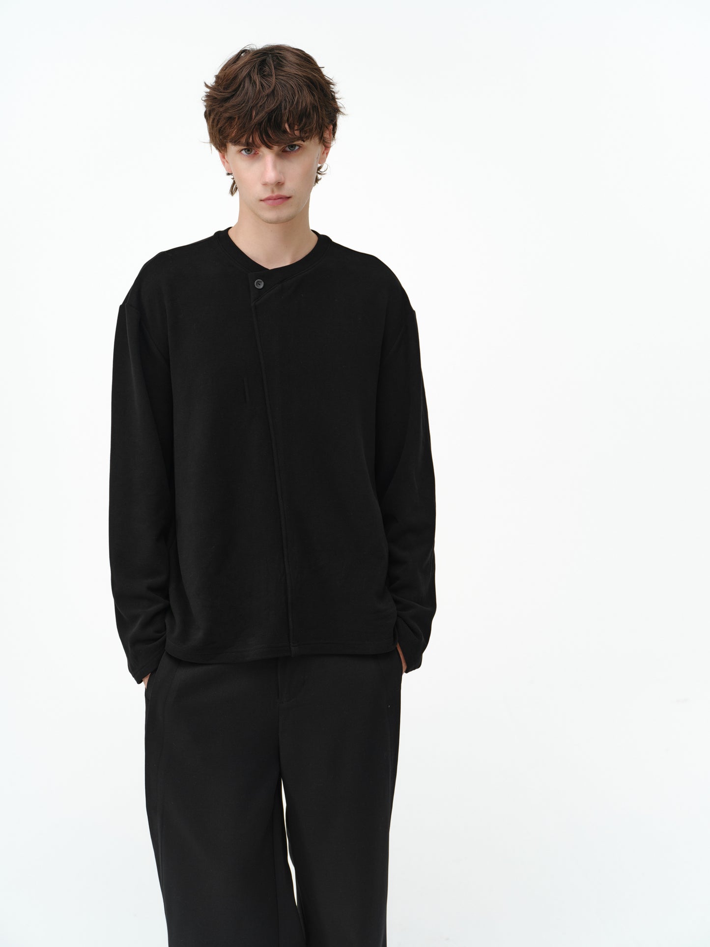 Merino wool V-neck long sleeve t-shirt