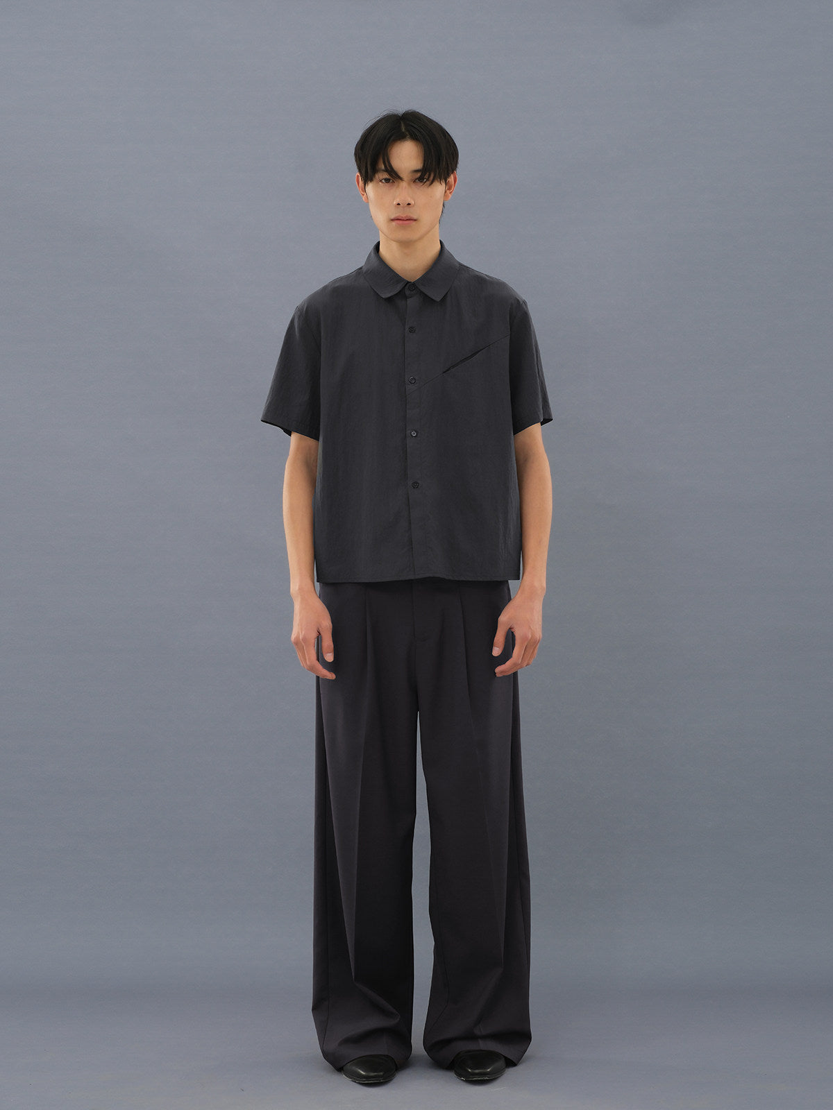 Tencel blend short-sleeved shirt