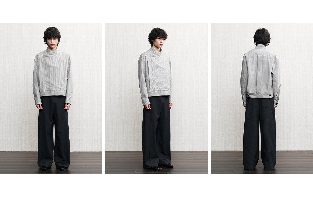 Fishing Net cross-collar pleated jacket