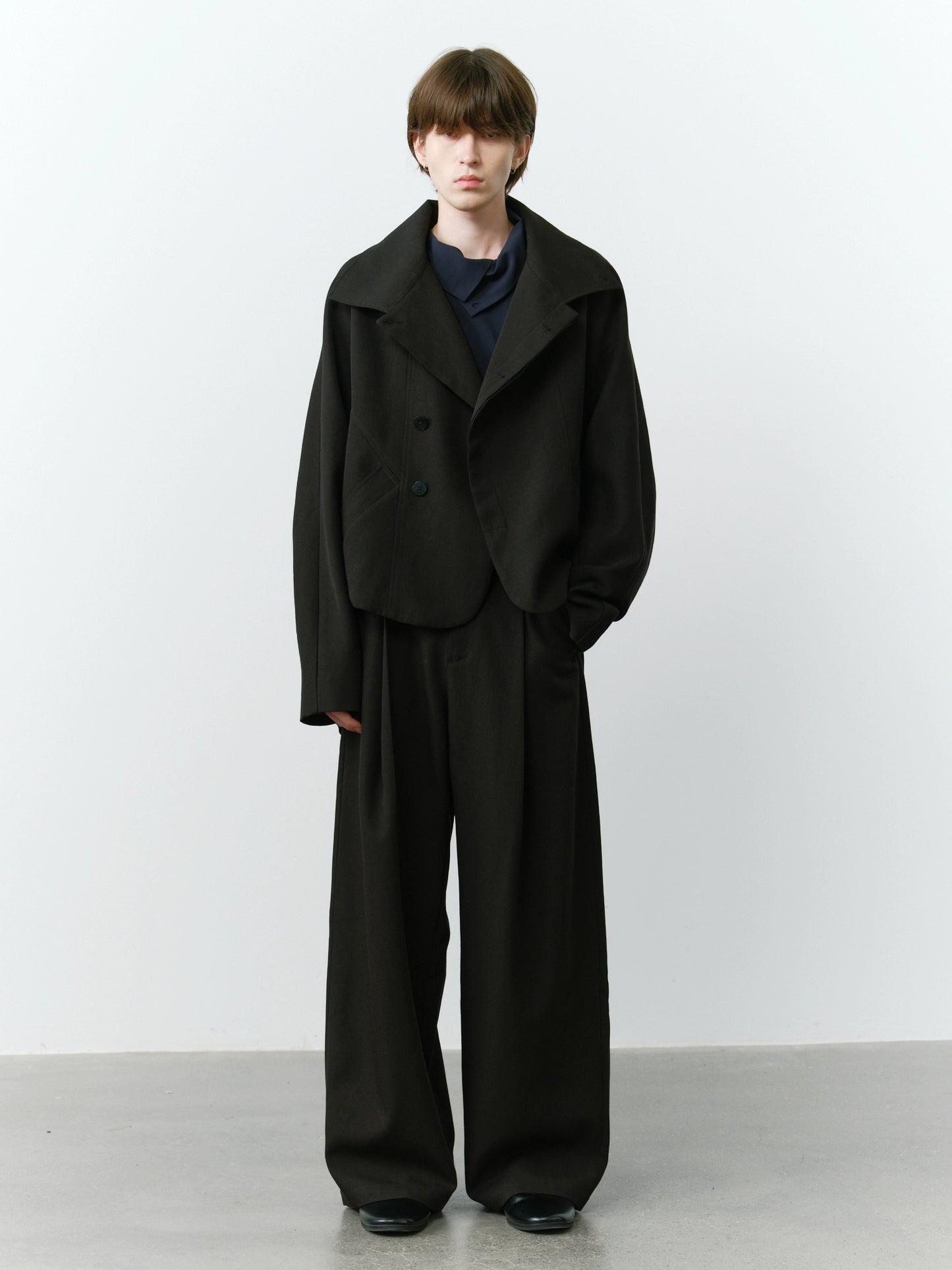 Split Cropped Raglan Sleeve Jacket