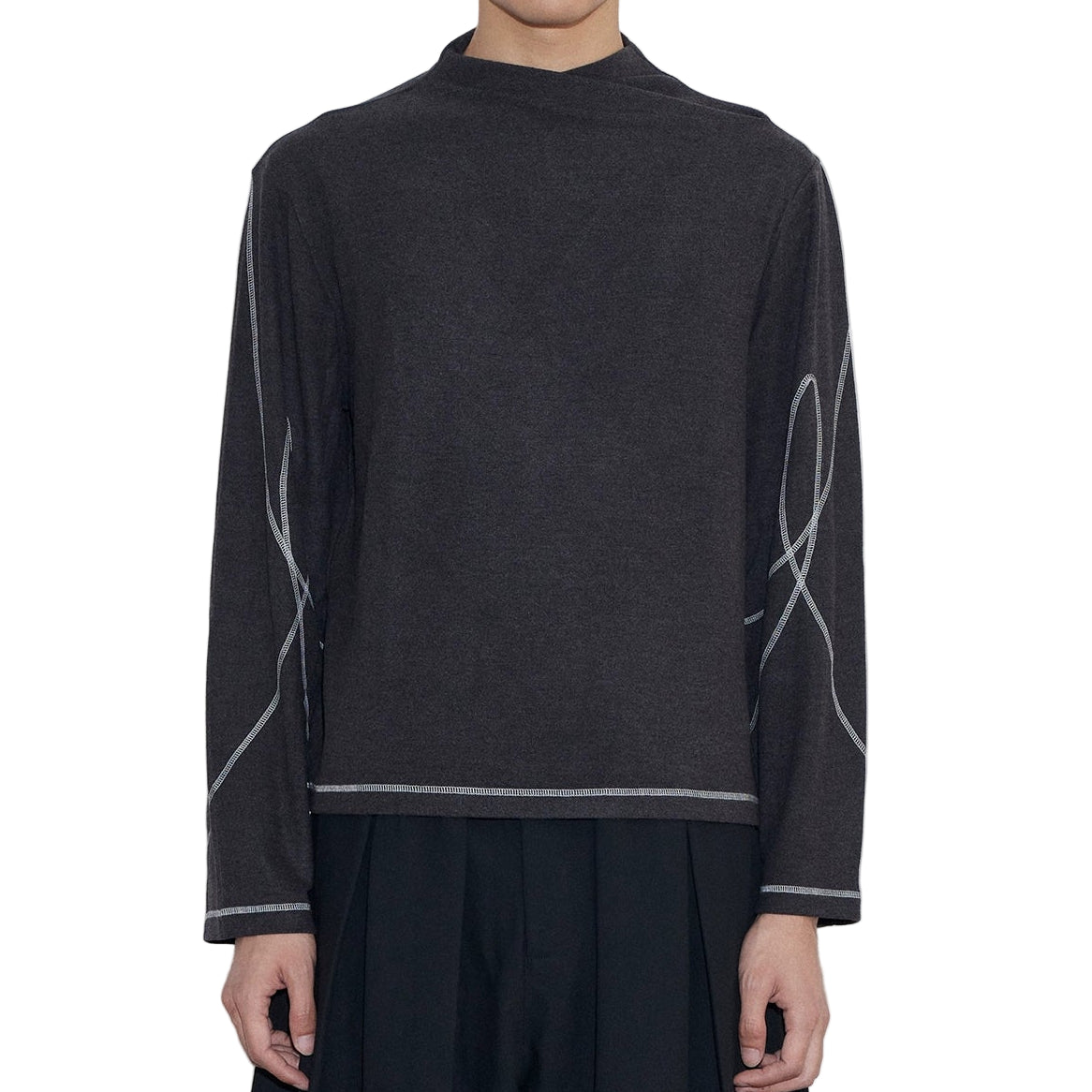 Slanted collar Topstitch Knit