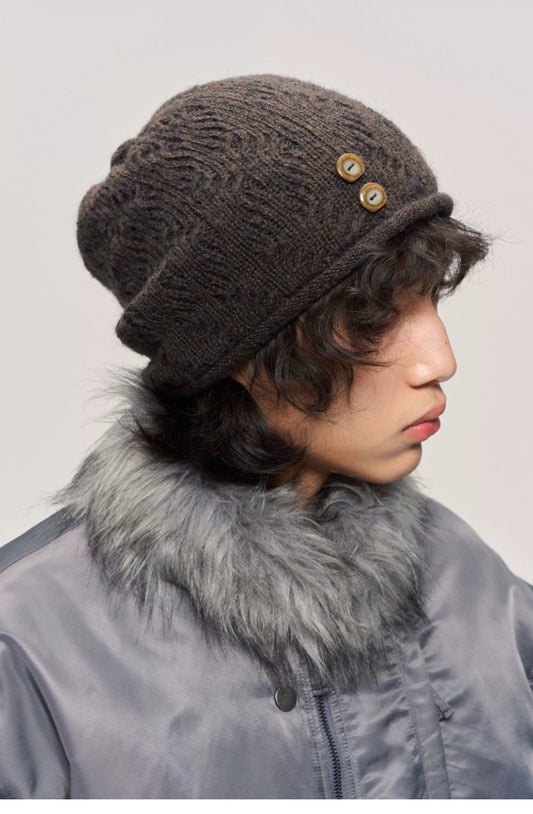 LIMPIDOCULUS Button Wool Beanie