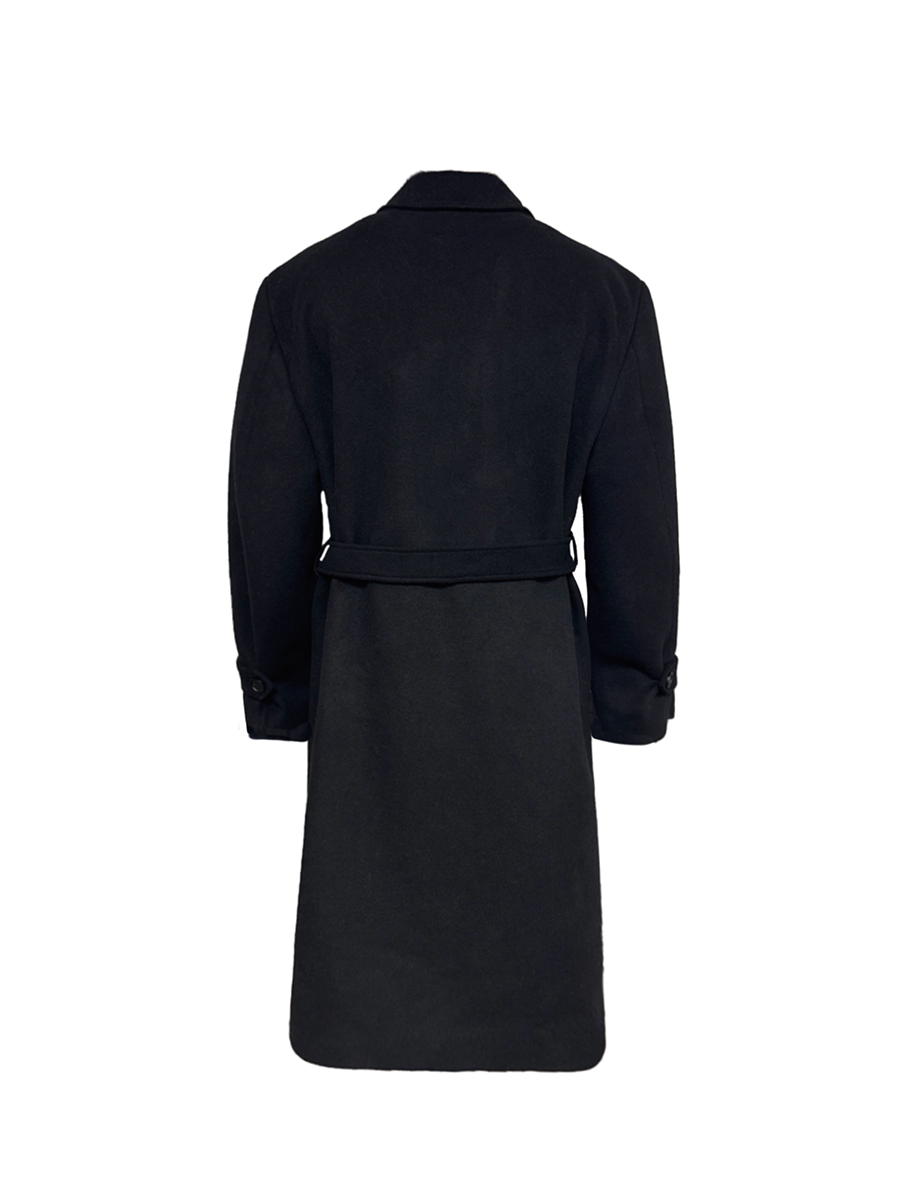 Lace-up coat wool coat