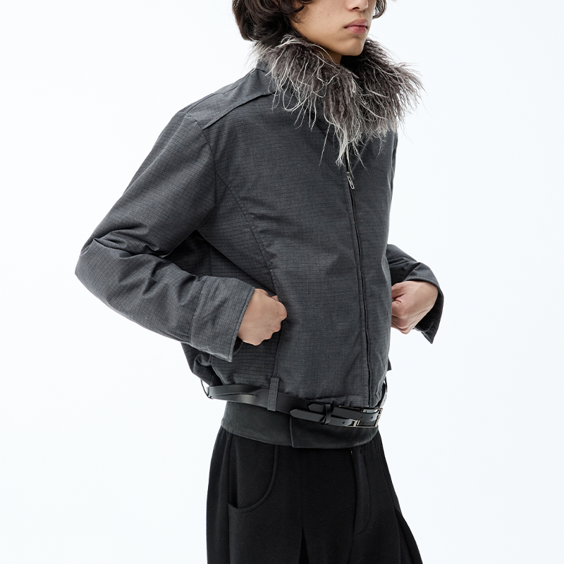 Washable Fur Collar Loop Jacket