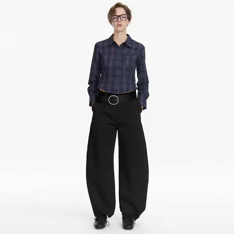 Vintage Check Slim Cropped Shirt