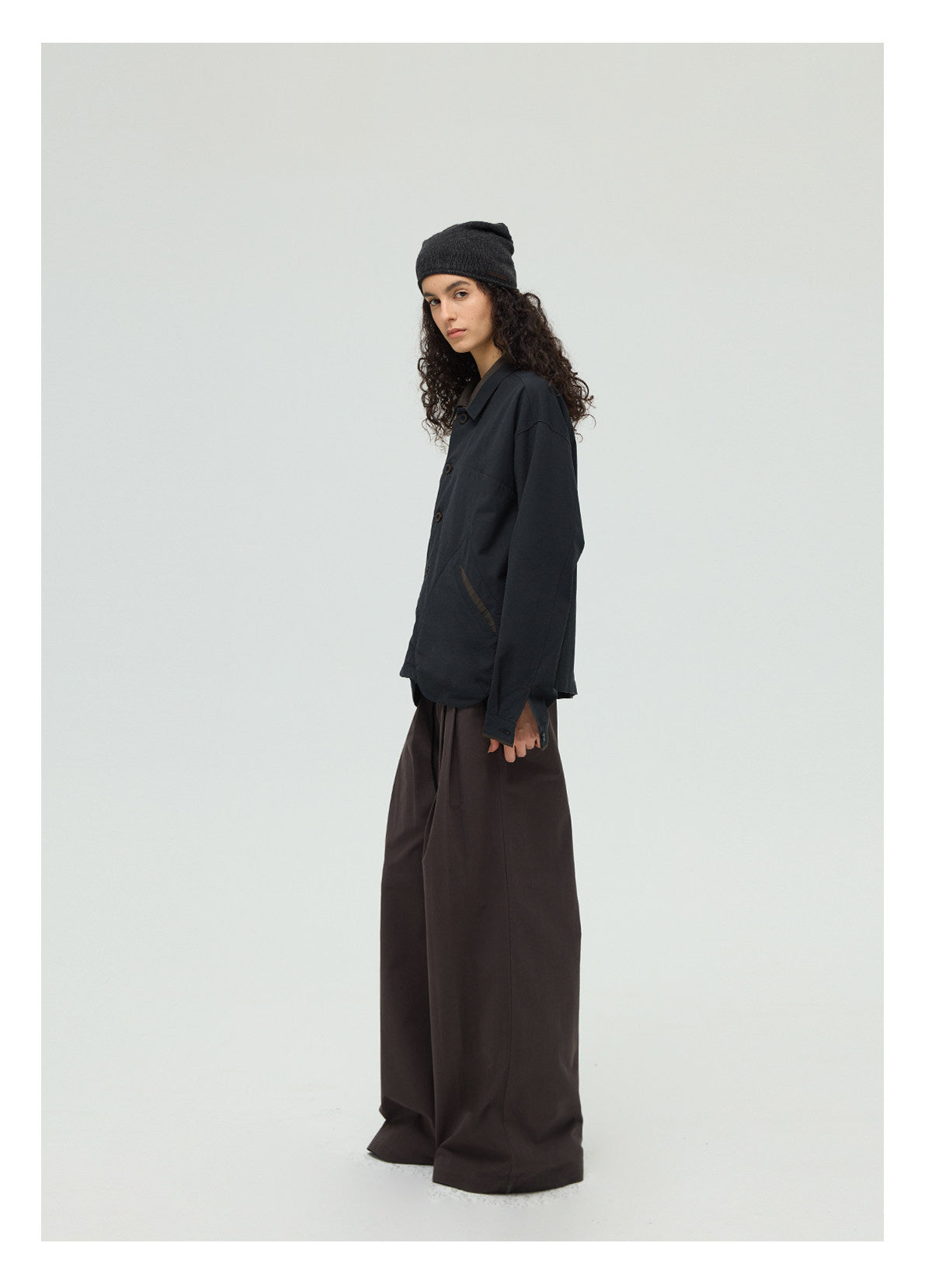 Multi-pleated loose wide-leg trousers