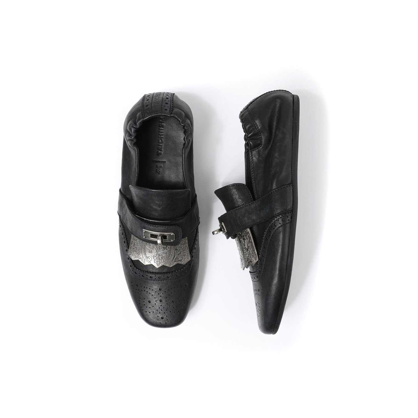 Metal Carved Slip-on Derby