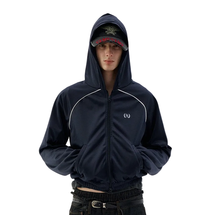 Hooded zip-up sports jacket