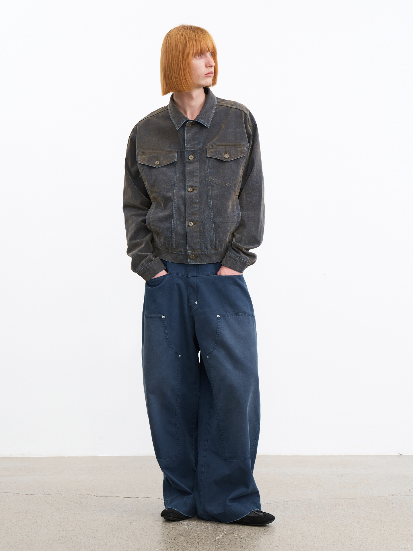 Mud velvet washed distressed denim jacket