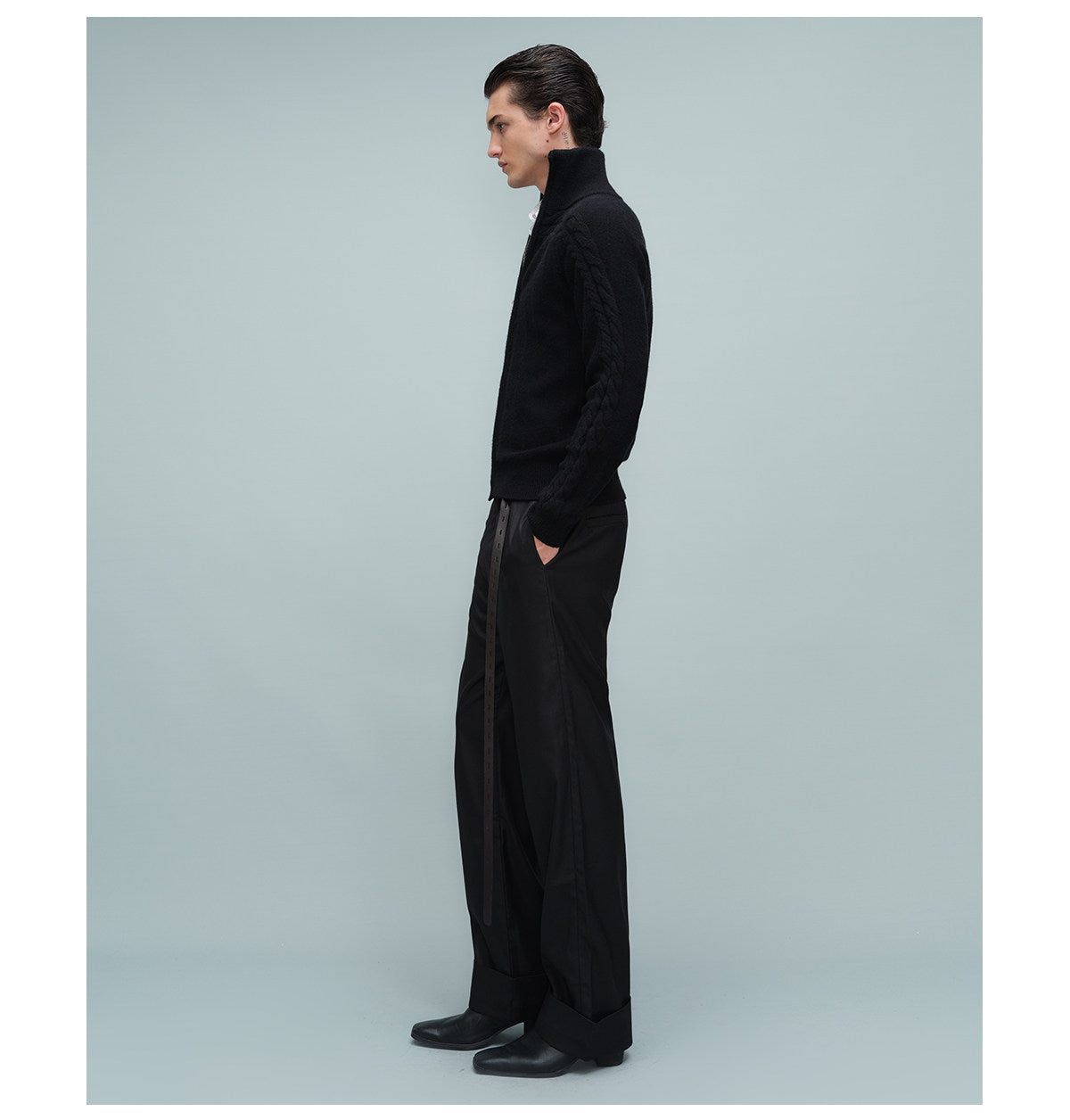 Slim-fit waistless hemmed dress pants