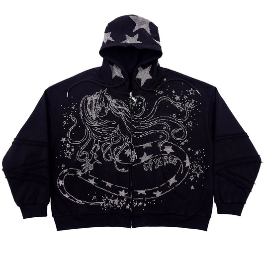Snake Demon Girl Glitter Hoodie