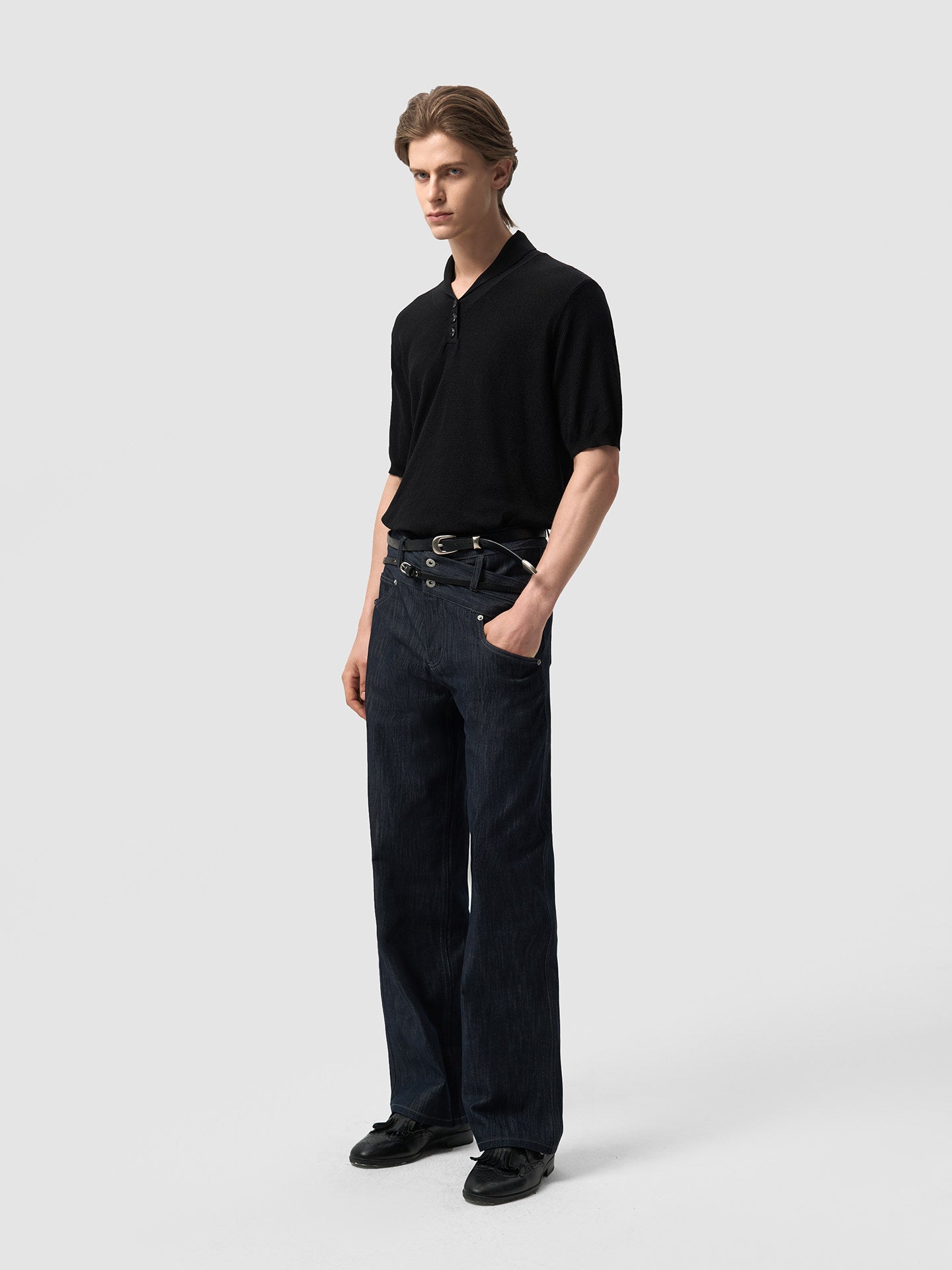 Grain Texture Short Sleeve Polo T-Shirt